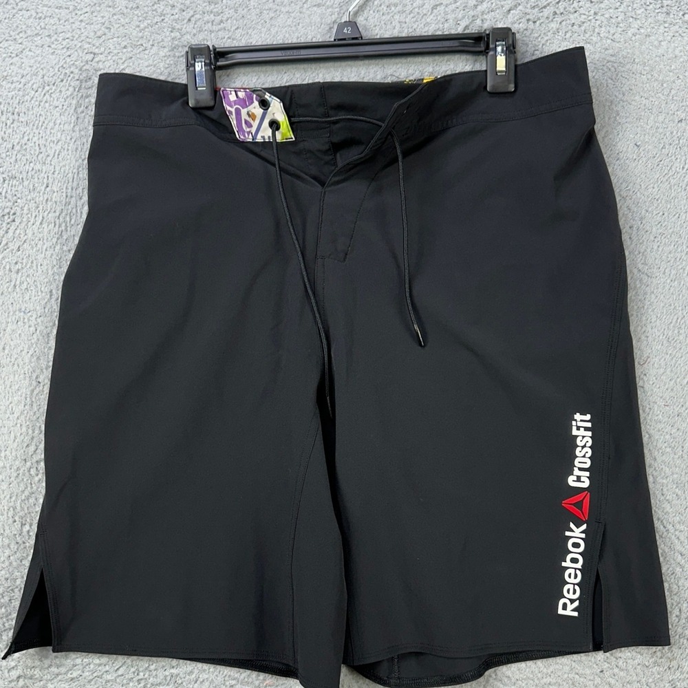 Reebok Crossfit Swim Trunks Men 33 Black Drawstring Board‎ Shorts Stretch Pocket